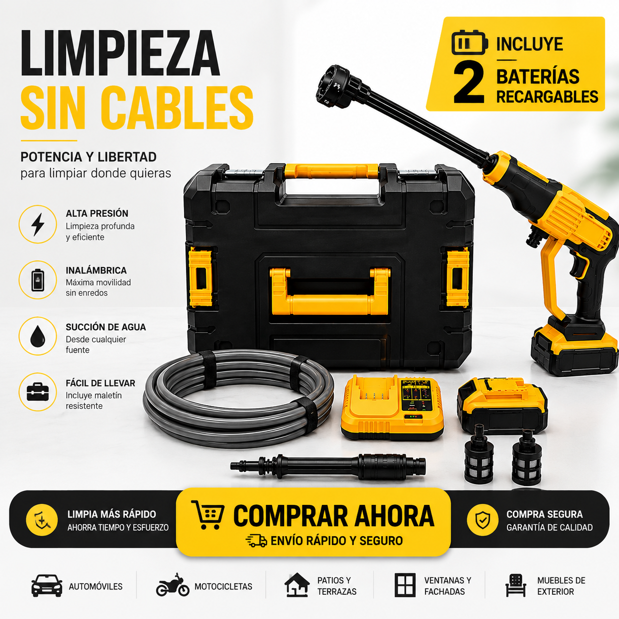Hidrolavadora Inalámbrica Dotvix 128VF + 2 Baterías | Kit Completo