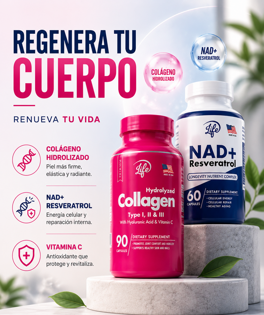 Colágeno Hidrolizado + NAD+ Resveratrol | Combo de Bienestar
